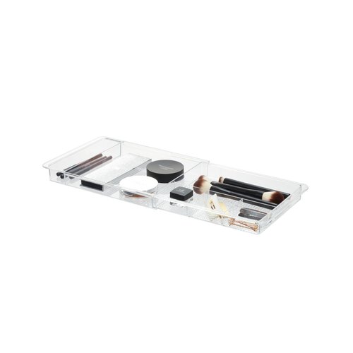 iDesign Expandable Vanity Drawer Organizer, The Clarity Collection – 11.25” to 18.5”, Clear