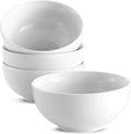 KooK Ceramic Cereal Bowls - Microwave & Dishwasher Safe Porcelain Dishes | 24 oz Deep Interior, Marshmallow White (Set of 4)