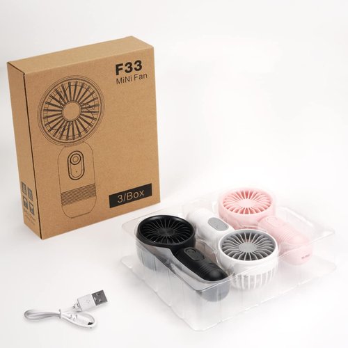 Mini Portable Fan 3 Pack, Cute Handheld Battery Operated Lightweight Small Personal Fans with 3 Speeds and USB Rechargeable Eyelash Fan for Stylish Girl Kids Women Men Office Outdoor Travel Camping