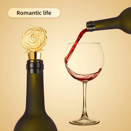 30PCS Golden Rose Flower Wine Stoppers for Wedding,Baby Shower,Bridal Shower or Birthday Party Favors Gifts Souvenirs Decorations Keepsakes for Guests (rose flower theme)