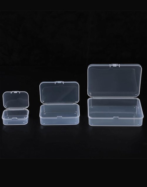 LJY 28-Piece Plastic Storage Container Set - Clear Rectangular Bins with Lids for Jewelry & Beads