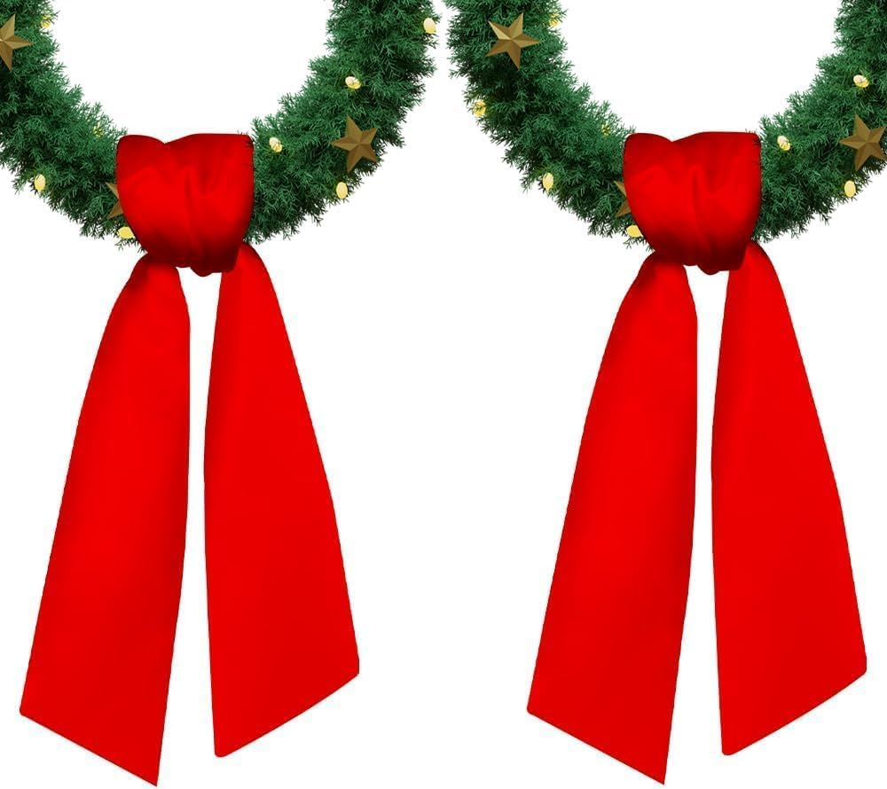 Regine Switzerland Christmas Red Wreath Sash - Elegant Silk Decor for Home & Weddings | 2 Pieces