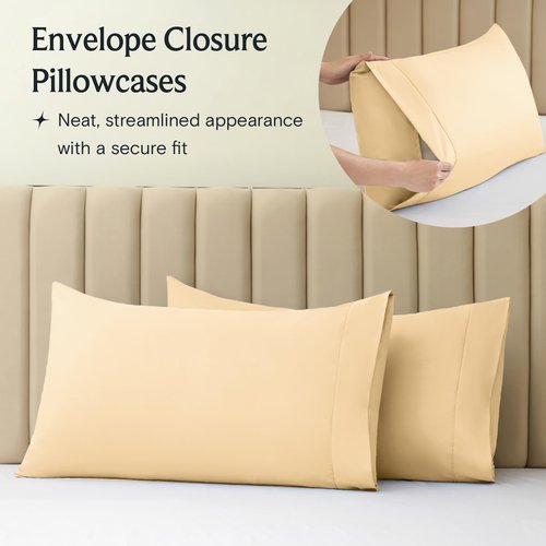 LuxClub 4 PC Sheet Sheets Deep Pockets 18" Eco Friendly Wrinkle Free Kids Fitted Sheets Machine Washable Hotel Bedding Silky Soft - Yellow Twin