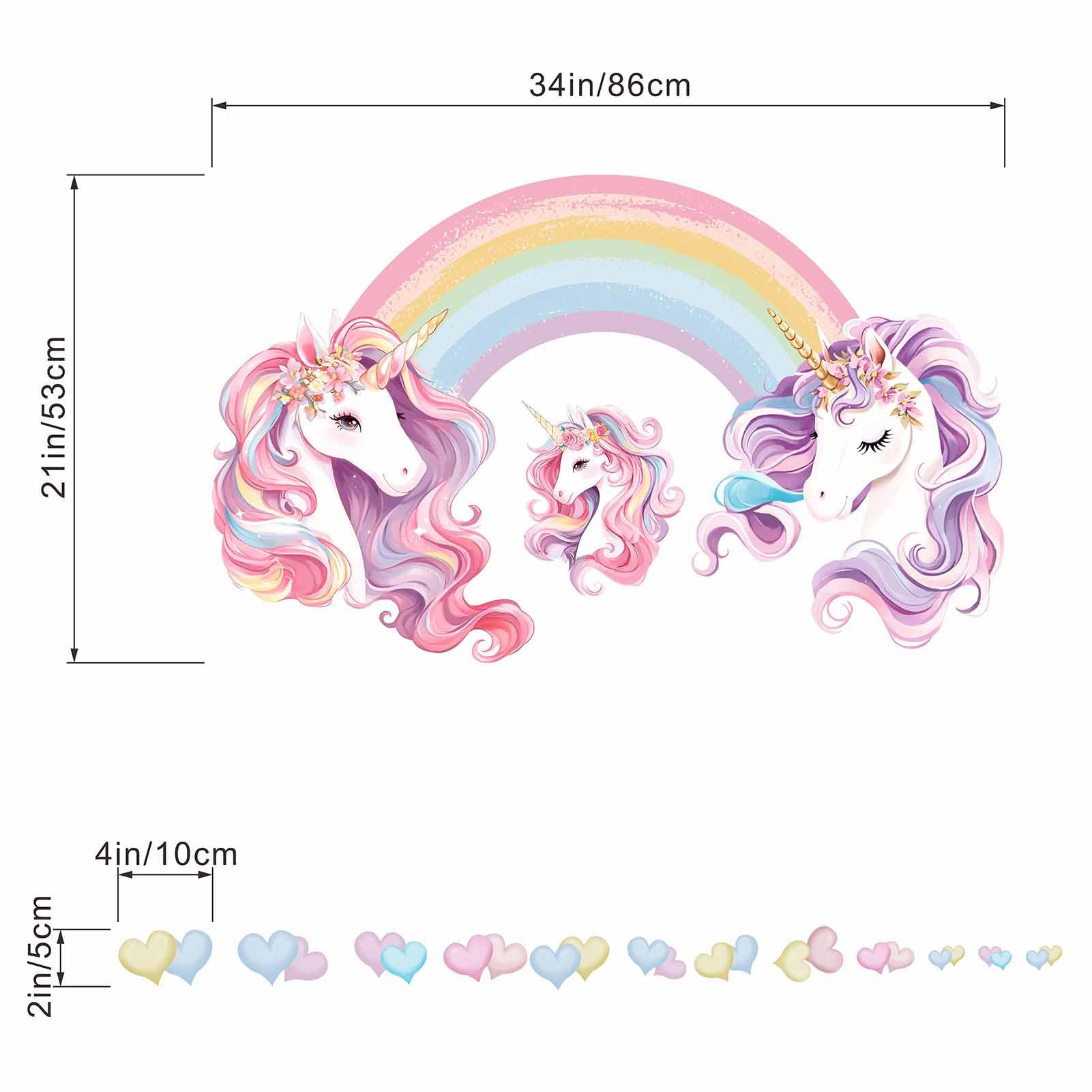 Unicorn Rainbow Wall Stickers for Girls: Peel and Stick Unicornio Cloud Wall Decals - Wall Art Decor Kids Supplies Ages 1 2 3 4 5 6 7 8 9 10 11 12 Year