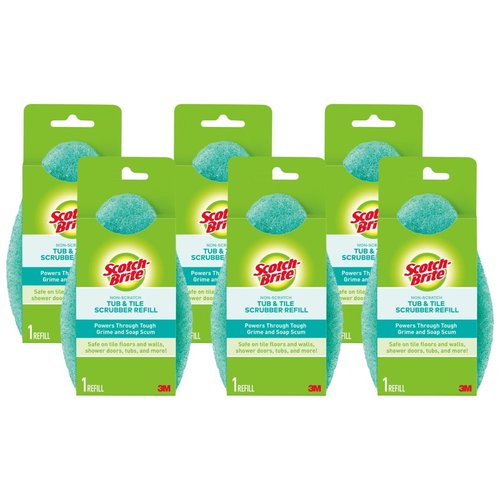 Scotch-Brite Non-Scratch Tub & Tile Scrubber Refill Pads, (Pack of 6)