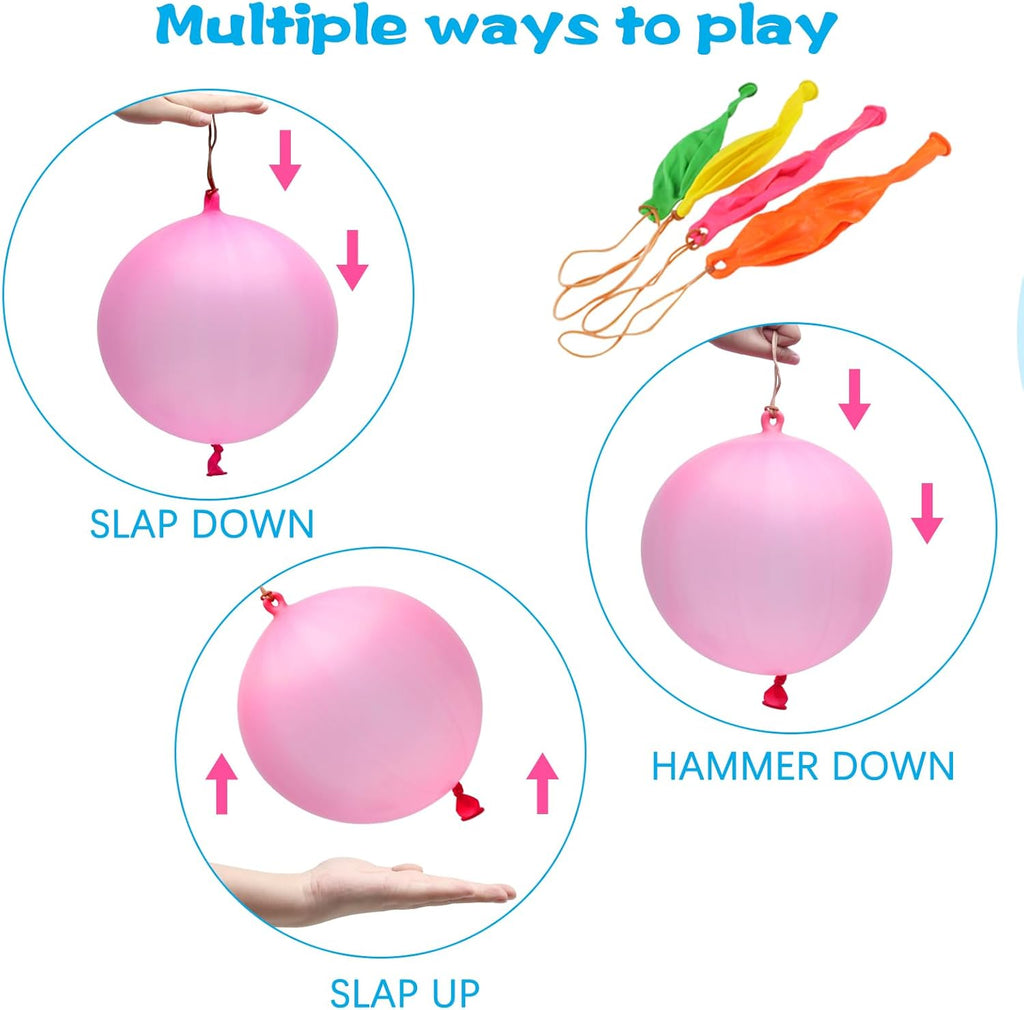 RUBFAC Punch Balloons - 36 Pcs Thickened Neon Party Favors for Kids | Exciting Outdoor Play