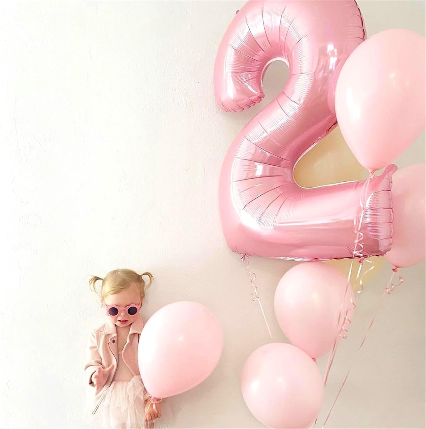 Skiennix 40-Inch Pastel Pink Number 2 Balloon - Large Foil Helium Balloon for 2nd Birthday & Graduation Celebrations