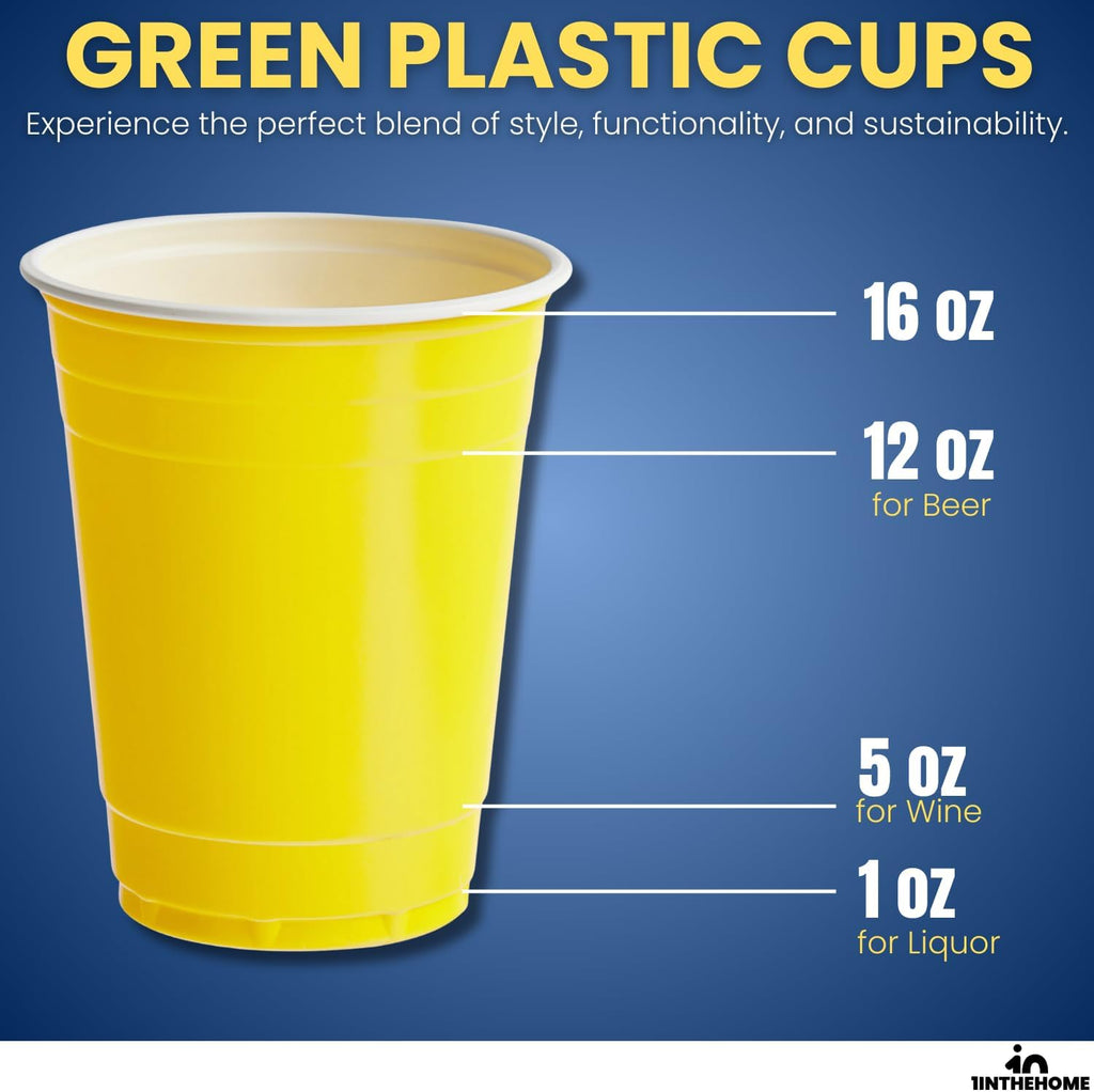 Yellow Plastic Party Cups - 16 oz | 50 Pack for Fun Gatherings and Events