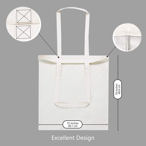 TOPDesign 48-Pack Economical 16"x15" Cotton Tote Bags, Lightweight Medium Reusable Grocery Shopping Cloth Bags, Suitable for DIY, Advertising, Promotion, Gift, Activity