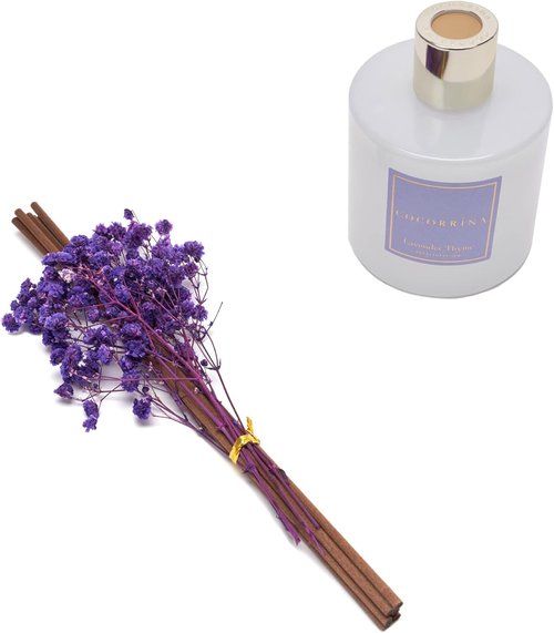 Cocorrína Premium Reed Diffuser Set - Lavender Thyme with Preserved Baby's Breath | 6.76 Fl. Oz Home Décor