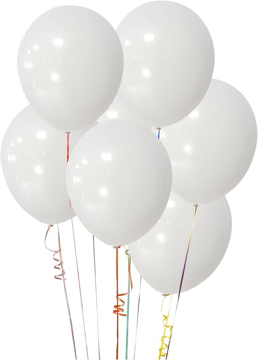 ASIYUHY White Balloons - 100 Pack 12 Inch Latex Balloons with 2 Rolls of Ribbon for Parties & Events