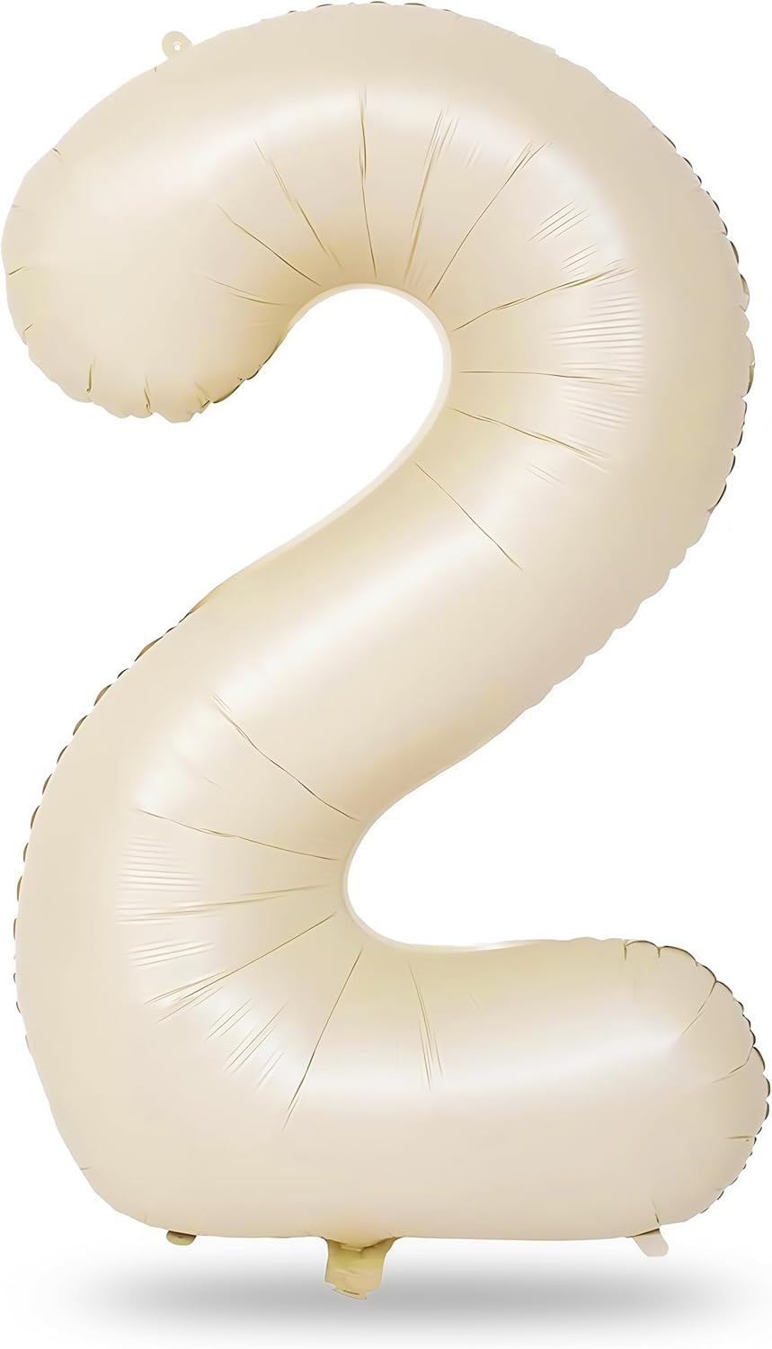 Skiennix 40-Inch Giant Helium Foil Number Balloons | Beige 2nd Birthday Decorations for All Ages