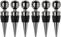 Vacuum Wine Bottle Stoppers 6Pcs - Reusable Silicone Corks, Leak Proof, Keep Fresh, Suitable for Standard Bottles (Black, 6 Pack)