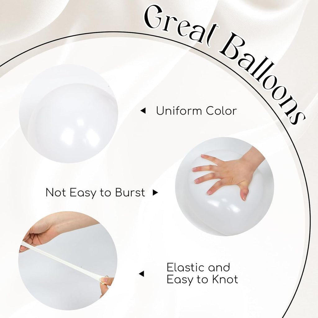 Skiennix 60-Piece White Balloon Set - Clear Pearl Finish for Bridal Shower & Wedding Decor