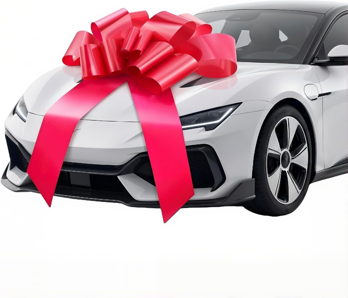 Skiennix 30 Inch Large Red Car Bow - Easy Assemble Gift Bow with Suction Cups & Adhesive Stickers for Weddings & Birthdays