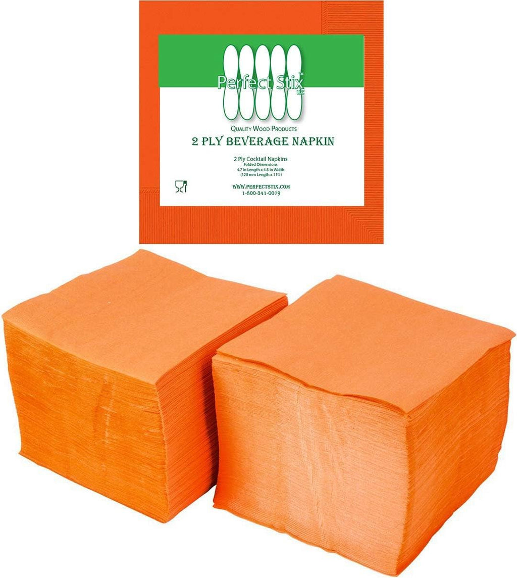 Perfect stix 2 ply Orange Cocktail Napkins, 9x9, Pack of 200 Count