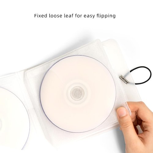 TNDCKP CD Case, 12 Capacity CD/DVD Case Holders Wallet Hard Plastic DVD Disc Cases Storage Binder for Car Home Office Travel (2, Translucent White)