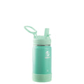 Takeya Actives Kids Water Bottle 14 oz Stainless Steel Double Wall Insulation BPA-Free Leakproof Straw Lid Easy Carry Handle Reusable Ideal for Boys and Girls, School, Sports - Seafoam