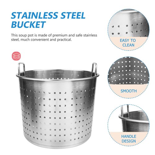 UPKOCH Large Stainless Steel Steamer Basket Stock Pot Insert, Seafood Boil Strainer for Crawfish Crab Shrimp, Metal Cooking Frying Steam Bucke