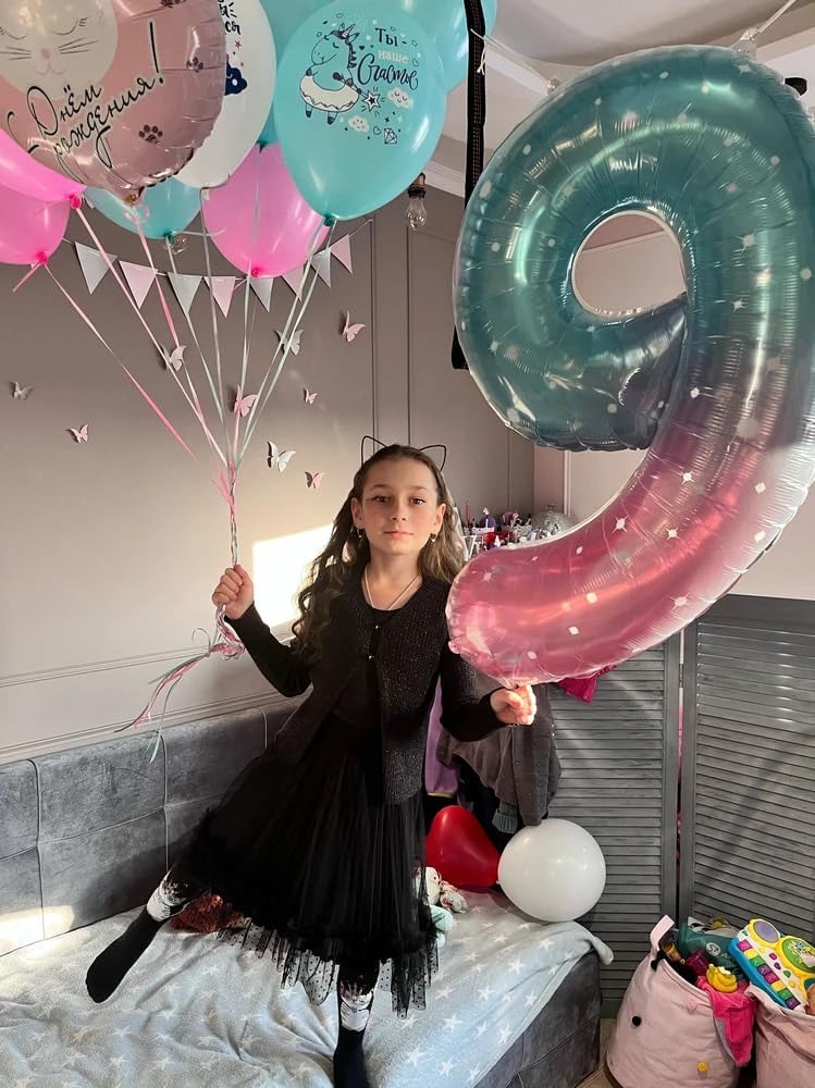 Starry Sky 40-Inch Number 6 Balloon - Perfect for 6th Birthday Decorations & Party Supplies