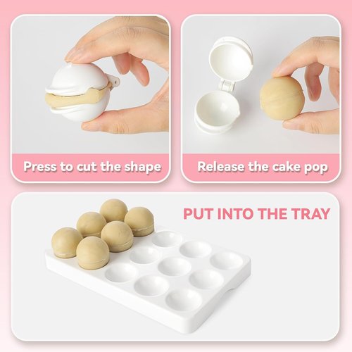 MITCHENIFY Cake Pop Mold Set - Round Sphere Press with Tray for Baking | Perfect for Parties & Desserts