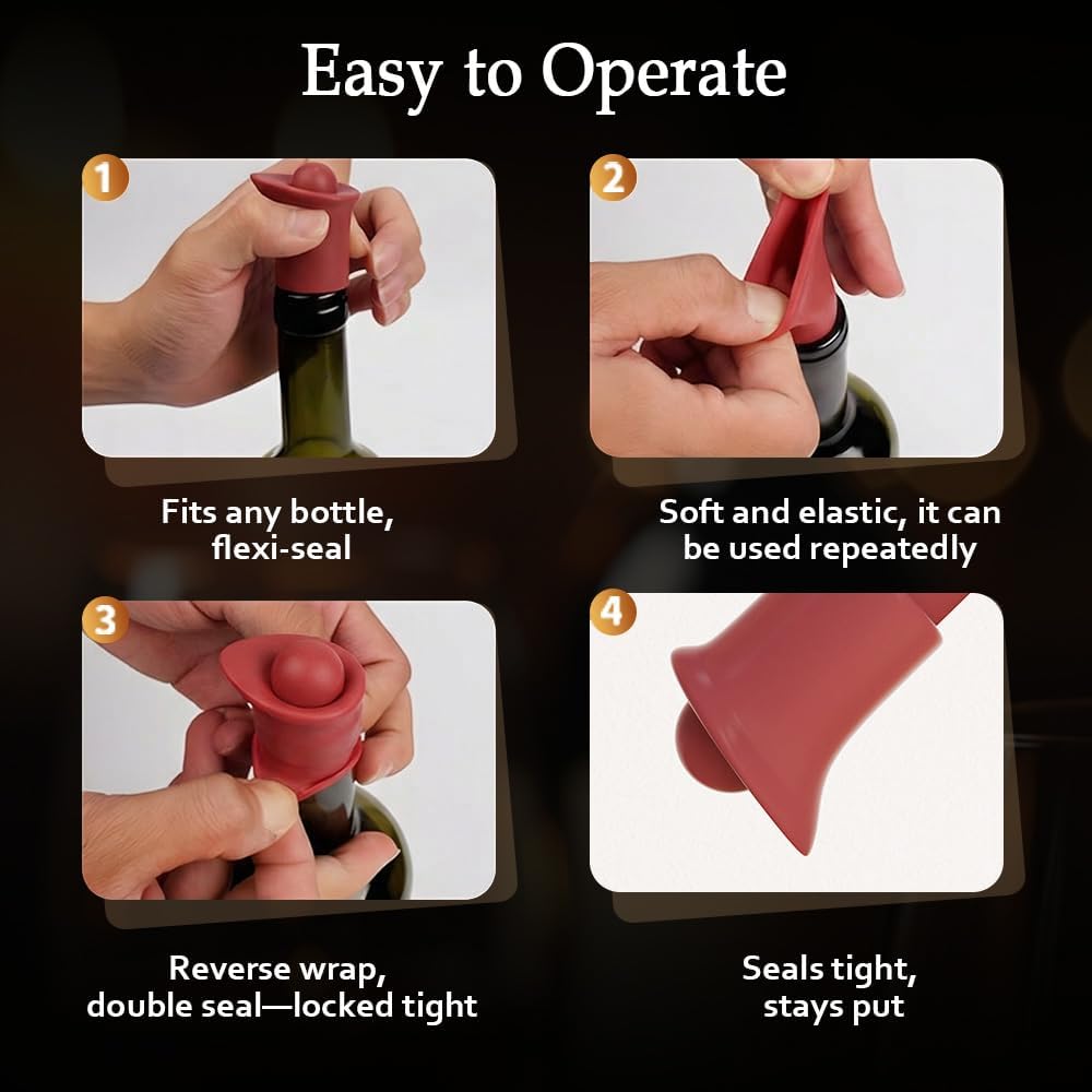Silicone Wine Stopper for Wine Bottles, Upgraded Reusable Sparkling Wine Bottle Wine Bottle Stopper, Cover Wine Bottle Caps for Champagne Beer Home Kitchen Bars Use (A-8Pcs)