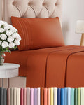 Skiennix Twin XL Sheet Set - Comfy Cooling Bed Sheets for All Ages - Deep Pockets, Soft & Wrinkle-Free - Terracotta