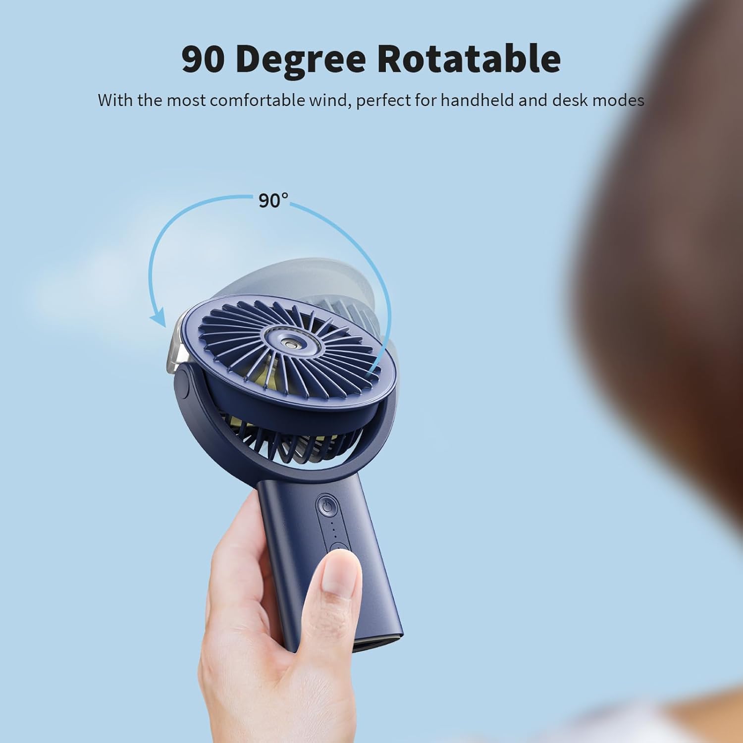 Otlonpe Handheld Misting Fan - Portable Rechargeable Water Spray Fan | 4000mAh Battery, 3-Speed, 4-15 Hrs Runtime
