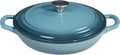 Flavehc Enameled Cast Iron Braiser - 3 Qt Slate Blue Casserole Pan with Lid & Handles