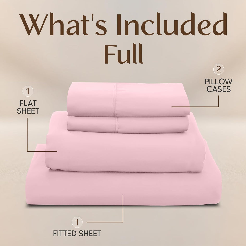 Utopia Bedding Full Bed Sheets Set | 4-Piece Brushed Microfiber - Fade & Shrink Resistant (Full, Pink)