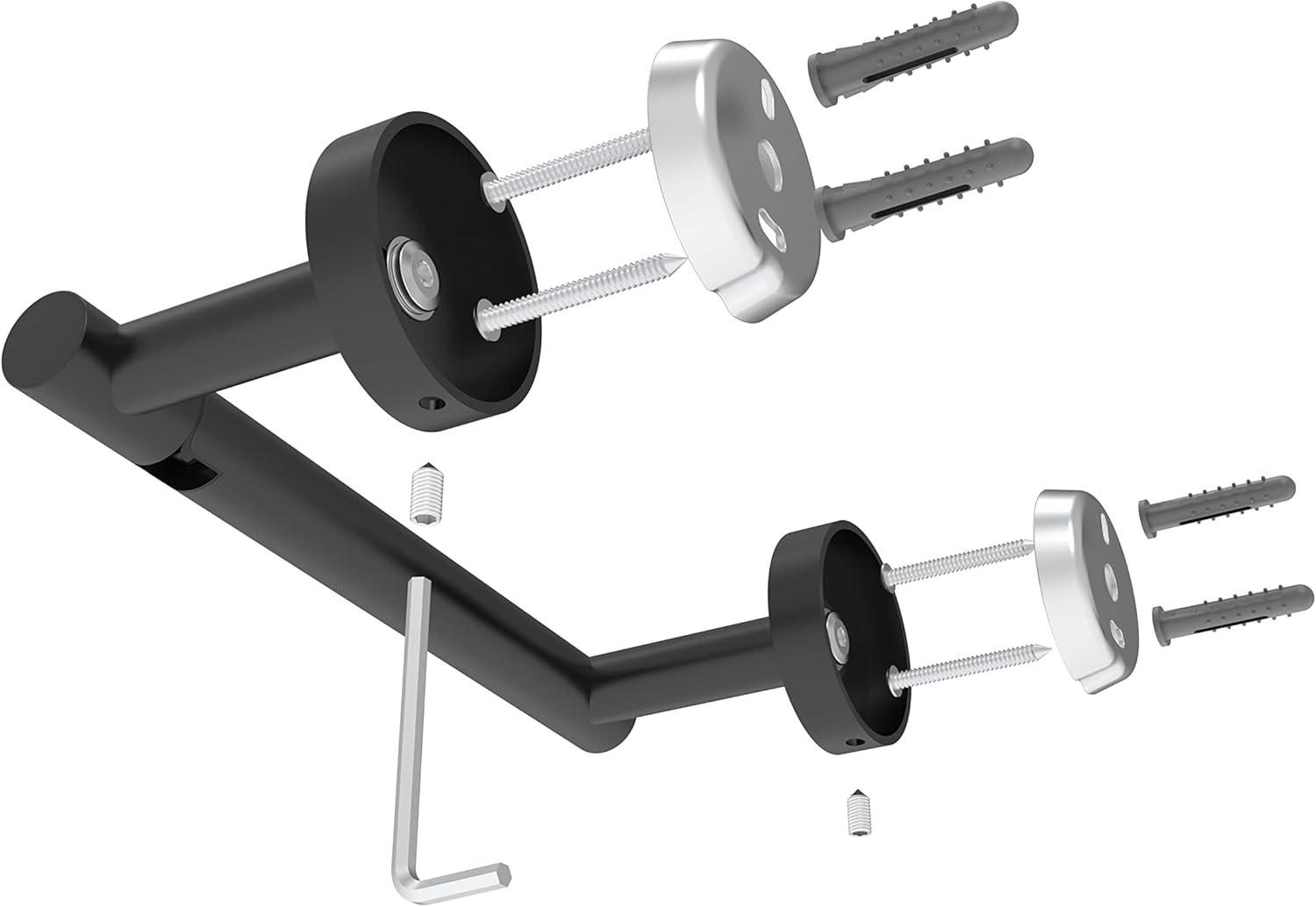 Ruacq Toilet Paper Holder - Matte Black Double Post Design | Pivoting Round Tissue Roll Holder - SUS 304 Stainless Steel