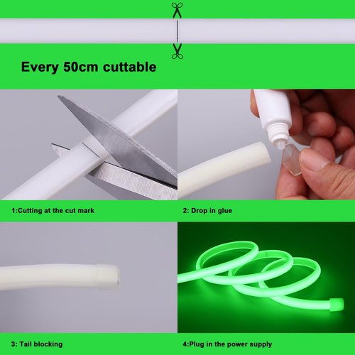 BENLUN AC 110V COB LED Strip Lights Outdoor Waterproof 65.6ft, Green Super Bright 200W LED Rope Light, IP65 Flexible Cuttable, for Bedroom Garden Commercial House Gaming Room Decor
