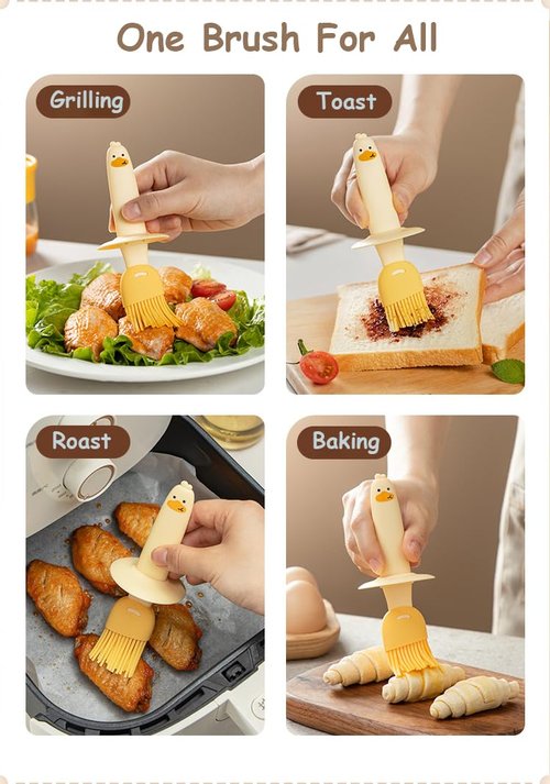 6.8oz Oil Dispenser Bottle with Brush for Kitchen, Basting Bottle, Silicone Basting Brush, for Cooking BBQ Kitchen, White