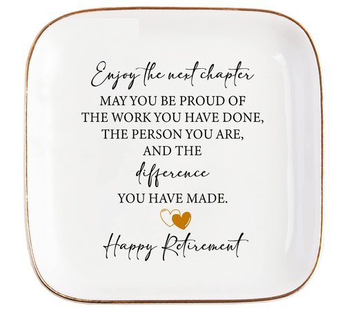 Teeglow Retirement Gift for Woman Ceramic Jewelry Dish Tray - Farewell Going Away Goodbye Gifts for Coworkers Leaving - Retirement Gift Jewelry Dish for Women Friends Retired Teachers Nurses