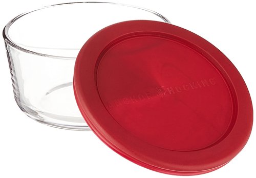 Anchor Hocking Classic Glass Food Storage Containers with Lids, Red, 6-Piece Set, Model Number: