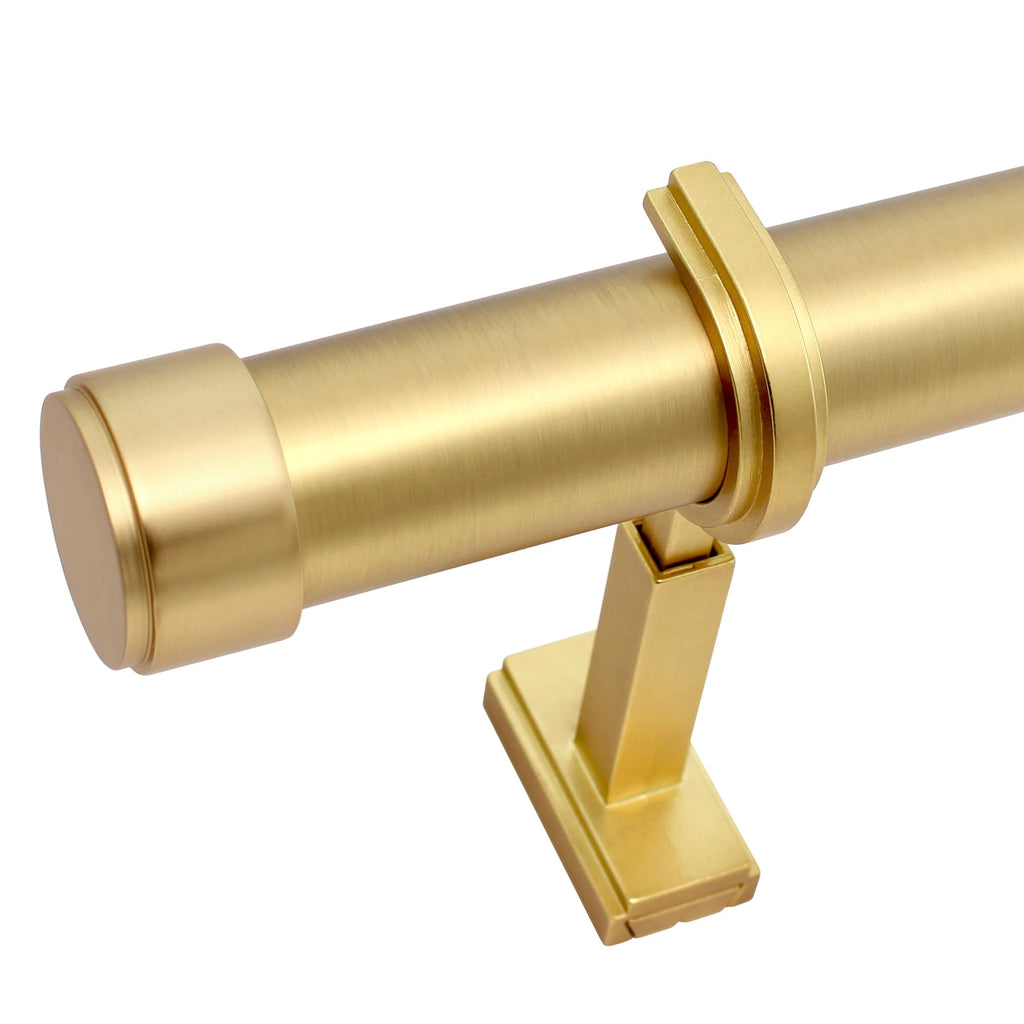 BlastHome® Non-Adjustable Luxury Curtain Rods for Windows, 1 ¼” Rod Set, 3 1/2 foot Fixed Length, Brushed Gold