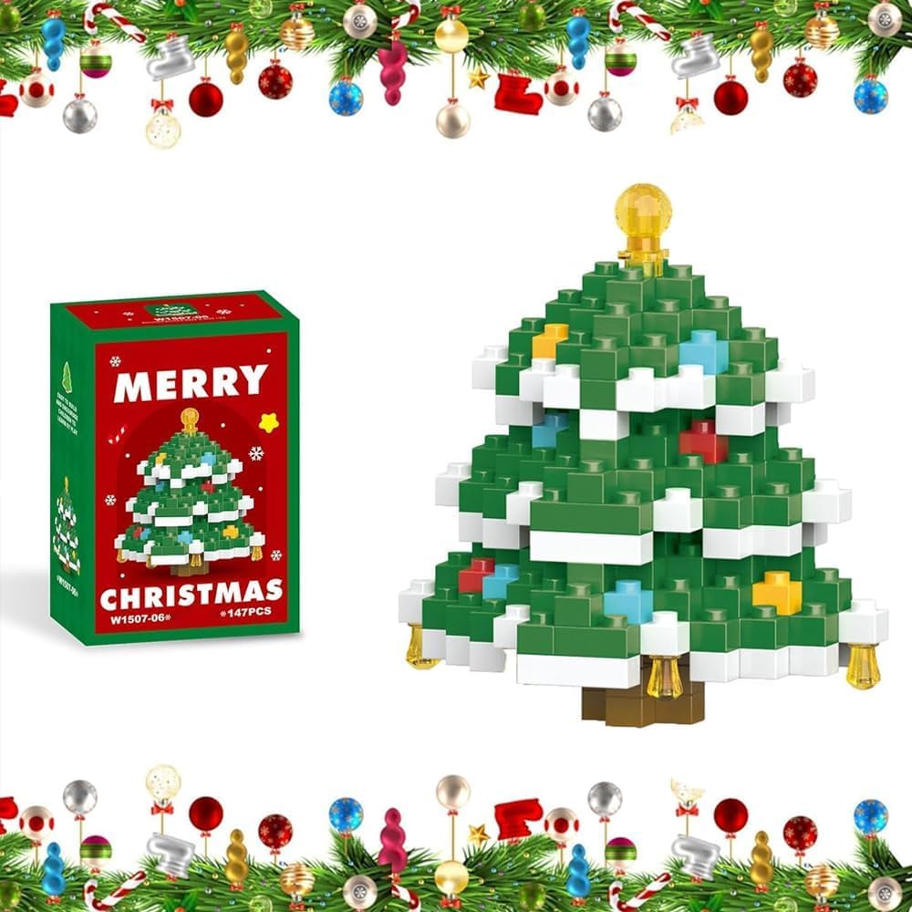 Christmas Tree Holiday Figurines - Splicing Party Favors for Stuffers & Gifts