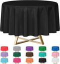 Skiennix 84-Inch Round Disposable Plastic Tablecloths - 12 Pack in Classic Black for Parties