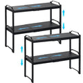 4 Pack Kitchen Cabinet Shelves Organizers, Kitchen Counter Storage Shelf Spice Rack, Expandable Length, Adjustable Height, Stackable, Sturdy 30LBS Bearing, Small Cupboard Tabletop Organizer Shelf Rack