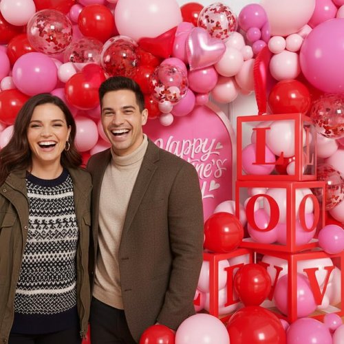PityBlns Valentine's Day Balloon Arch Kit - Valentines Boxes with "LOVE" Letter Red Pink Heart Foil Balloons and Latex Balloons Garland Kit for Valentines Day Galentines Anniversary Party Decorations