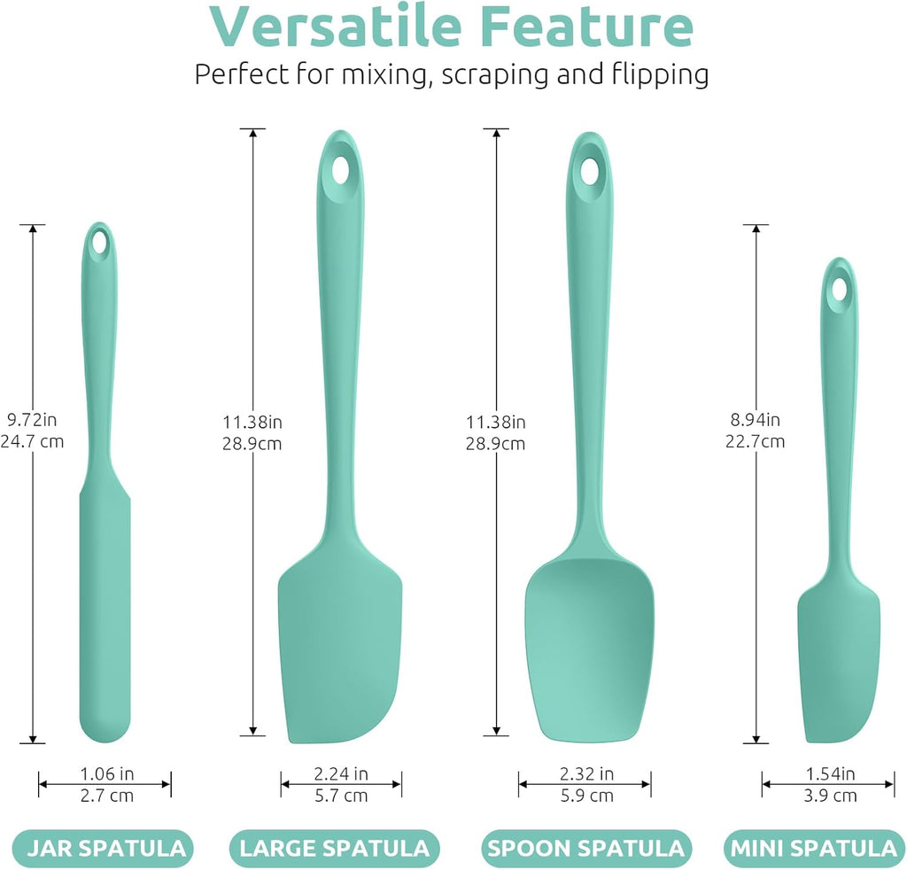 U-Taste Silicone Spatula Set - 600°F Heat Resistant Kitchen Tools | Teal/Aqua Sky Color
