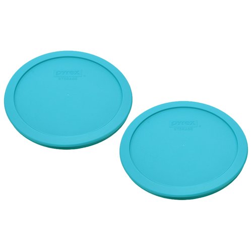 Pyrex 7402-PC 6/7-Cup Turquoise Food Storage Replacement Lid (2-Pack) - Made in USA