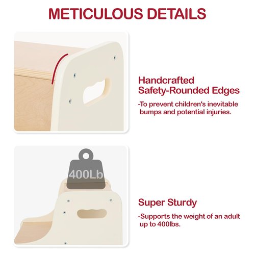 Monläurd® Wooden Toddler Step Stool – 2-Step Kids Stool with Handles for Bathroom Sink, Kitchen, Potty Training – Sturdy Wood Construction, Easy to Carry, for Boys and Girls
