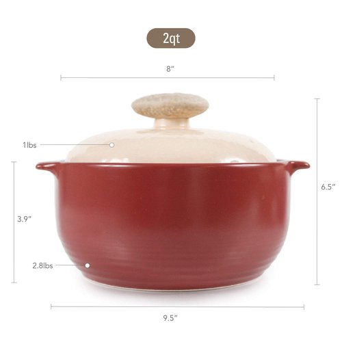 Neoflam Kiesel 2qt Non-Stick Ceramic Casserole Pot, Dutch Oven, Clay Pot, Stockpot For Stew, Soup, Steam, Scratch Resistant, Oven Safe, Heat Resistant, Plum