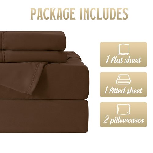 ChicView Queen Sheet Set,4 Pieces Hotel Luxury Breathable Soft Microfiber Bedsheets, Anti Pilling Deep Pockets Easy Care Bed Sheets, Pinecone Brown