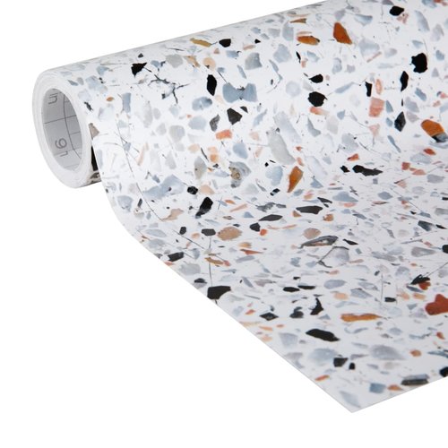 EasyLiner Adhesive Shelf Liner for Cabinets & Cupboards - Easy to Install & Cut to Fit - Self-Adhesive Shelf Paper - Peel and Stick Shelf Liner - Easy to Clean & Removable - 90 Total Feet - Terrazzo
