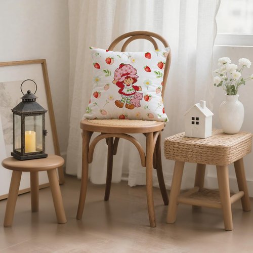 Cute Strawberry Pillow Covers Kawaii Accessories Strawberry Pillow Case Throw Pillow Covers Decorative Pillowcase Cushion Cover with Car Couch Sofa Chair Bed Living Room 18x18 Inch