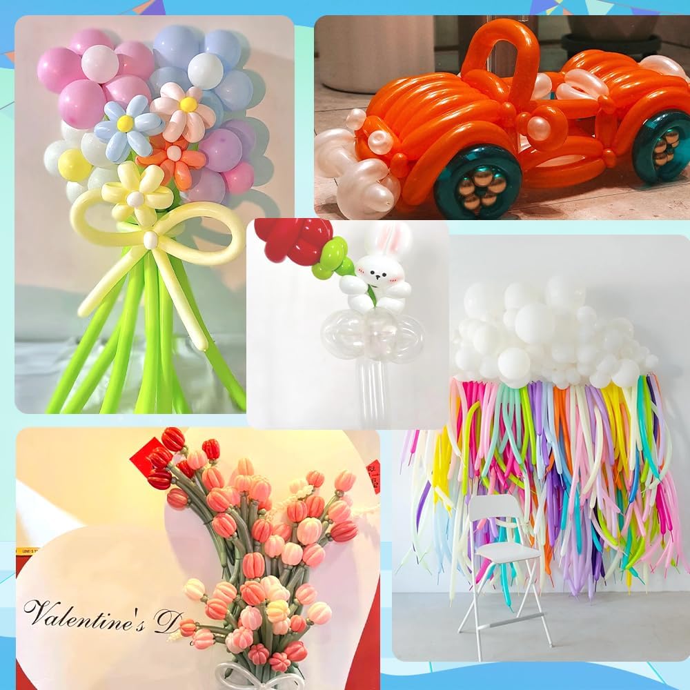 Skiennix 260 Balloons - Clear & White Party Balloons | 100PCS Animal Long & 50PCS Transparent
