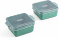 Souper Cubes Stoneware Baking Dishes - Premium 5" x 5" Mini Ceramic Set with Silicone Covers - Made in USA