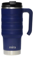 MIRA 24 oz Insulated Travel Mug - Stainless Steel Coffee Cup with Spill-Proof Flip Lid & Handle - Hot/Cold Car Tumbler - Marine
